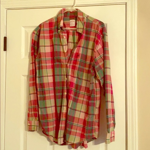 Brooks Brothers M watermelon plaid button down - Picture 1 of 1
